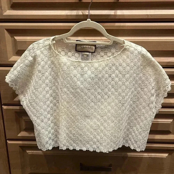 Gucci Tops - Gucci white lace crop top